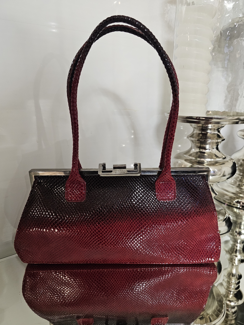 Stuart Weitzman  Y2K Genuine Python Leather Burgundy to Black Ombre